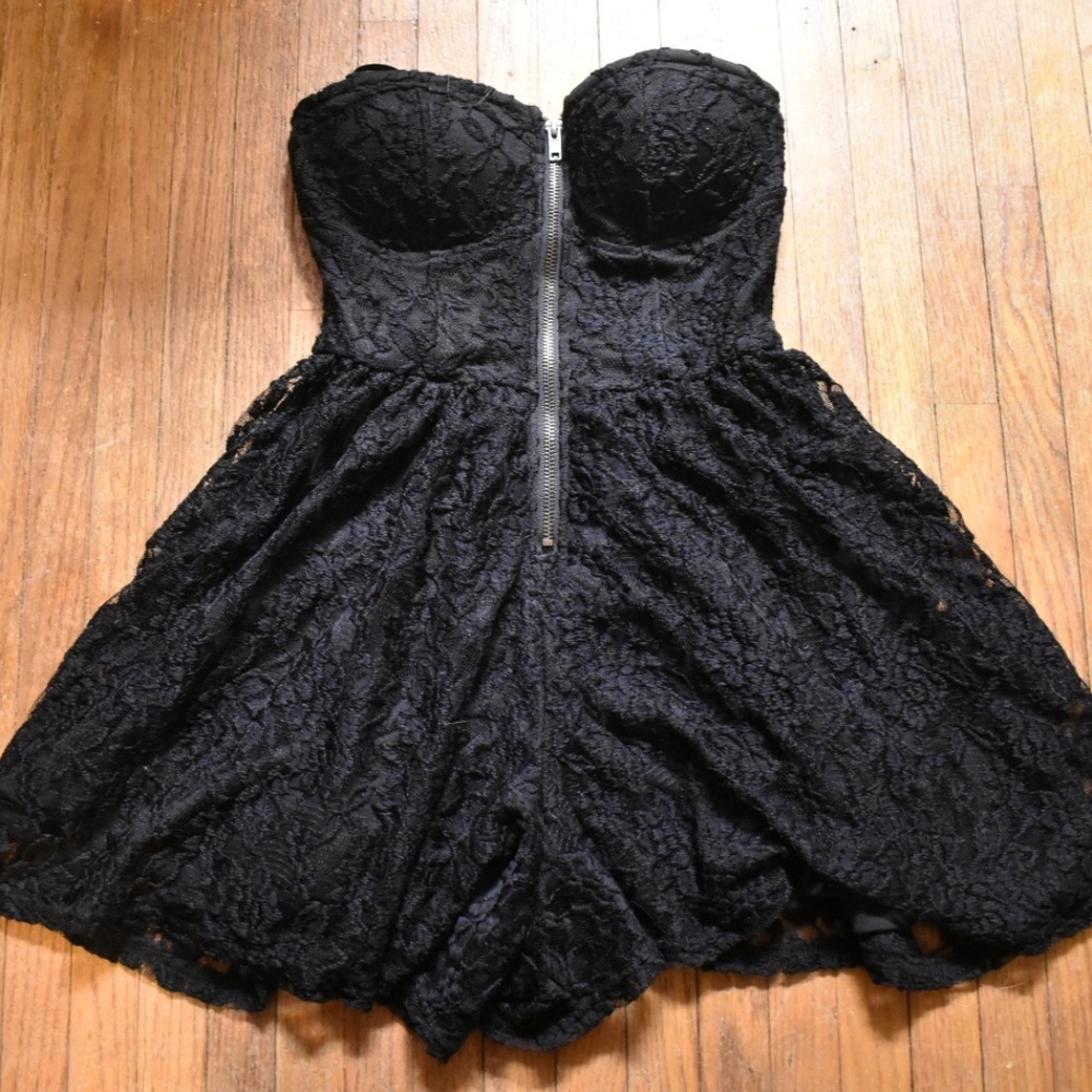 Material Girl Black Lace Strapless Romper